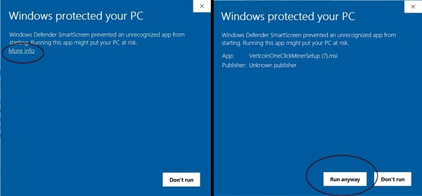Windows protected your PC screen shot.