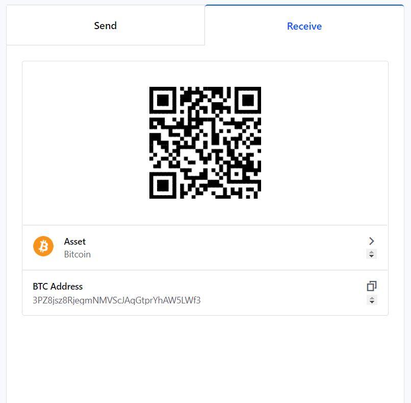 Coinbase Receive tab.