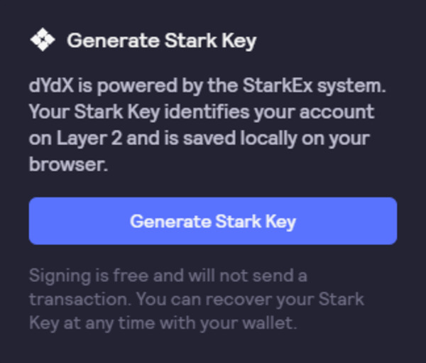 Generate stark key screen.