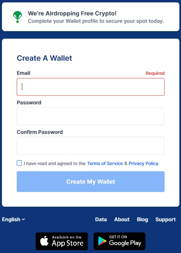 Create a wallet screen shot.