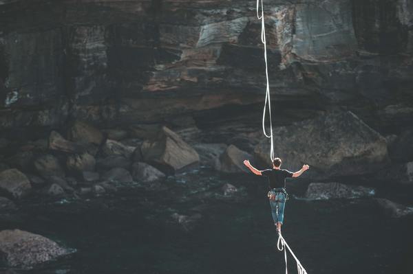 Walking a tighrope.