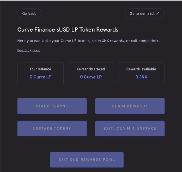 Curve Finance sUSD LP Token Rewards.