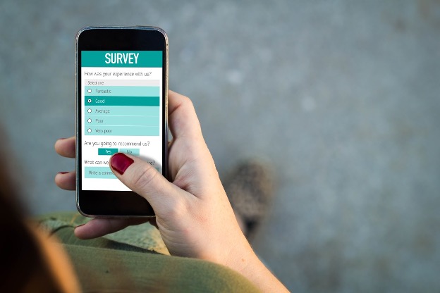 taking a survey on a mobile phone