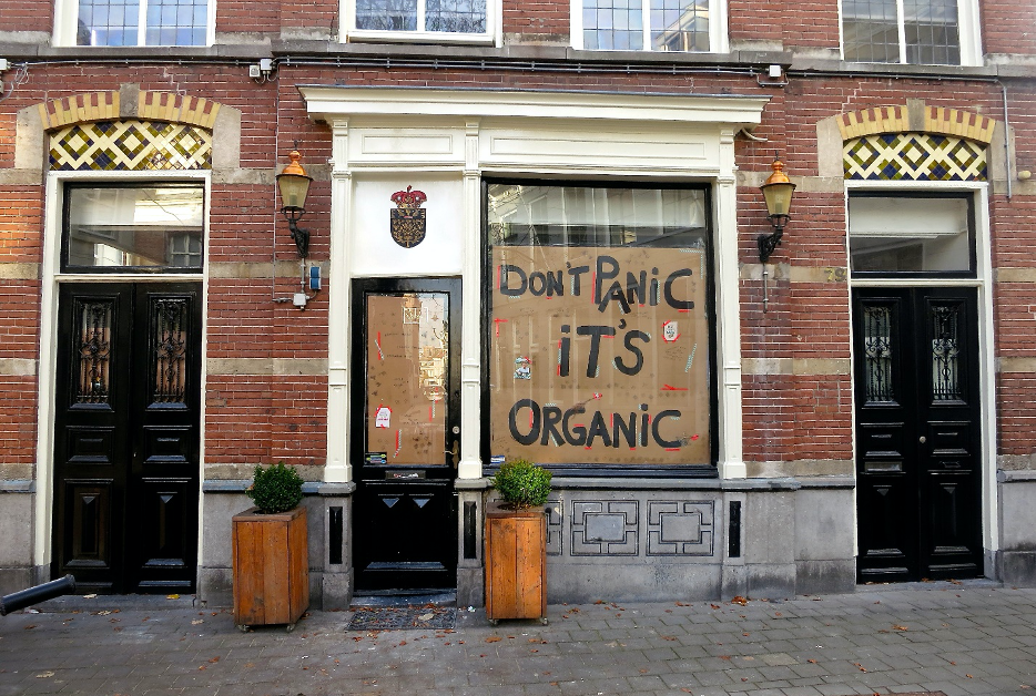 Don't panic its organic sign.