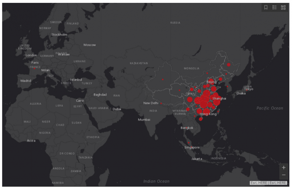 Wuhan Coronovirus Global cases map